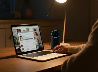 ChatGPTとブログが共存するホームオフィスのイメージ