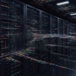 Futuristic server environment, abstract code patterns, headless web architecture, no text, high-quality